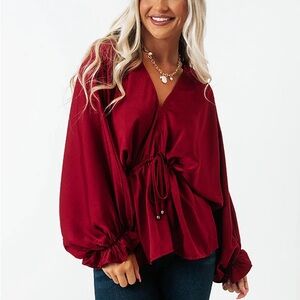 Entro burgundy long sleeve dolman top